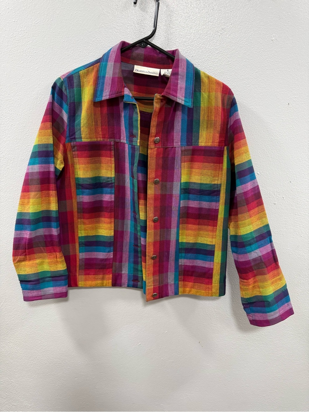 Multicolor Rainbow Stripe Jean Jacket - Women's Vibrant Denim Shirt Jacket